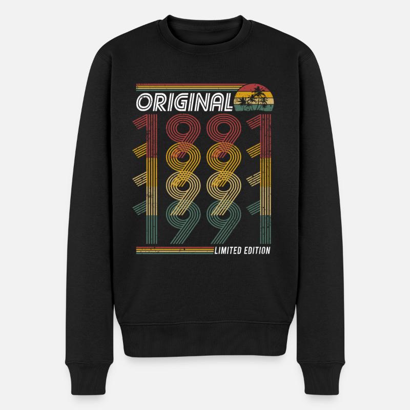 Jahrgang 1991 geboren Retro Limitierte Auflage - Männer Premium Bio Pullover - Schwarz