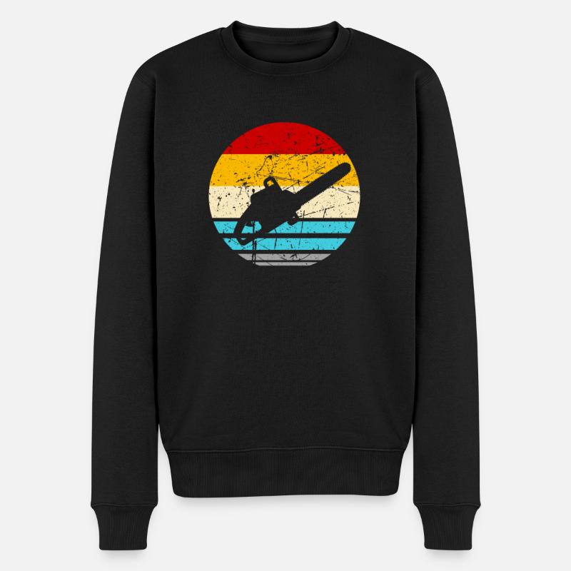 Holzfäller Waldarbeiter Holz Kettensäge Motorsäge - Männer Premium Bio Pullover - Schwarz