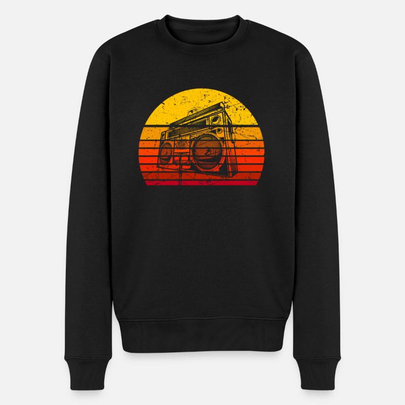 Retro Radio - Männer Premium Bio Pullover - Schwarz