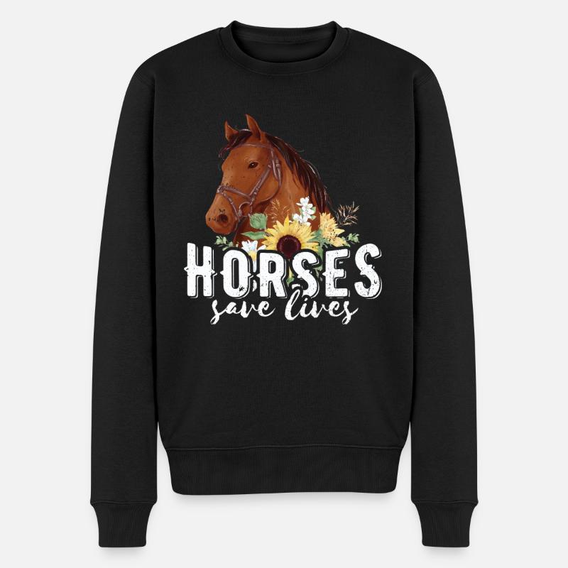 Horses save lives - Männer Premium Bio Pullover - Schwarz