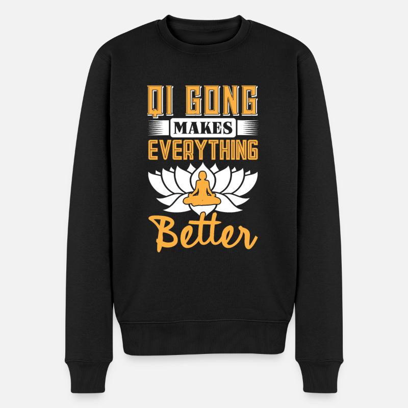 Qi Gong makes everything better - Männer Premium Bio Pullover - Schwarz