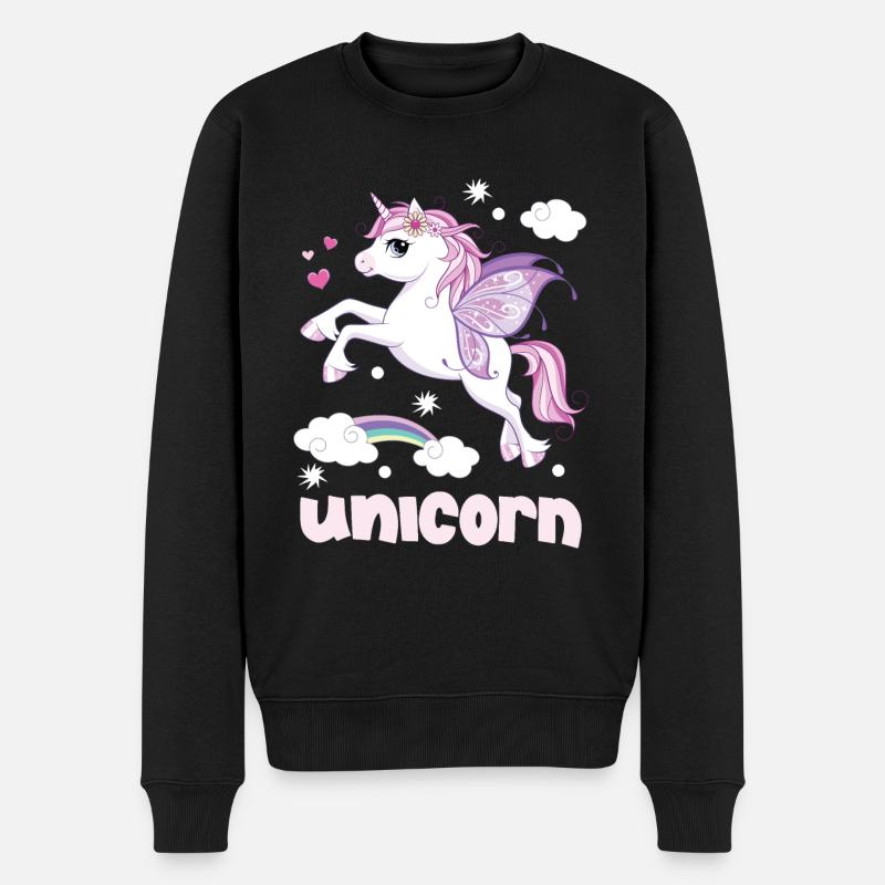 Unicorn - Männer Premium Bio Pullover - Schwarz
