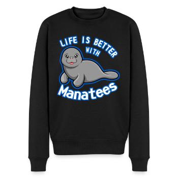 La vie avec les lamantins animaux marins mignons - Pull Premium bio Homme - noir - Devant - Nico (187cm)