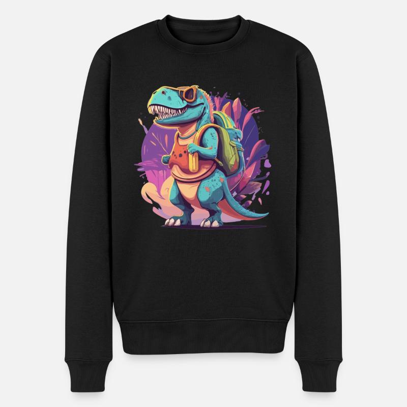 Einschulung Dinosaurier Schulkind Trex - Männer Premium Bio Pullover - Schwarz