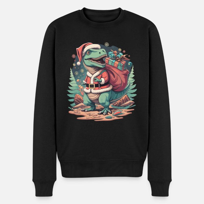 Dinosaure Trex Noël - Pull Premium bio Homme - noir