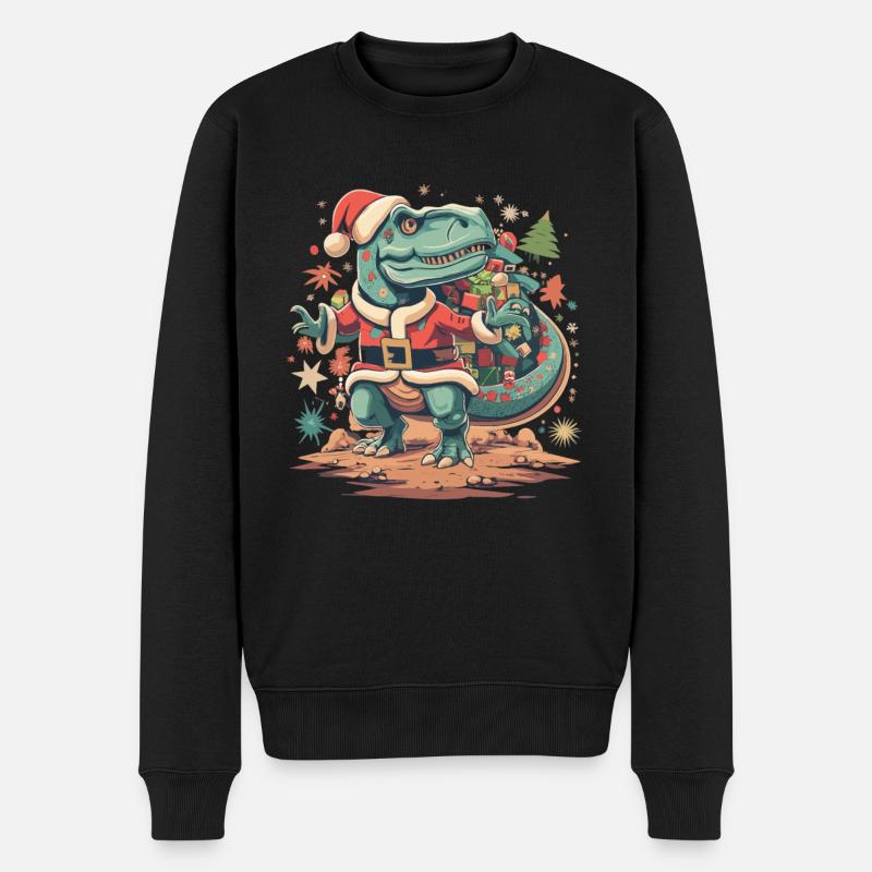 Dinosaure Trex Noël - Pull Premium bio Homme - noir