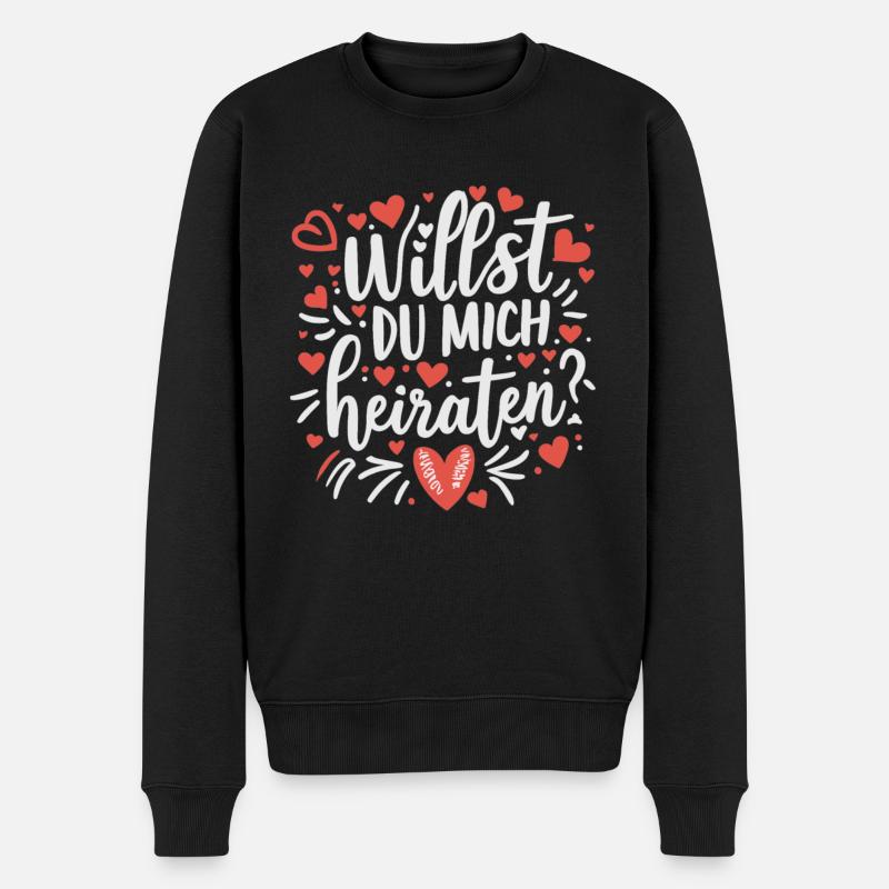 Willst du mich heiraten - Männer Premium Bio Pullover - Schwarz