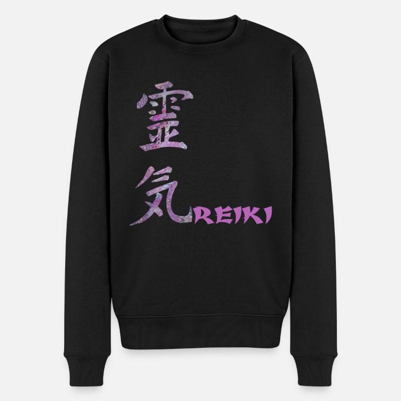 reiki japonais e 62 - Pull Premium bio Homme - noir