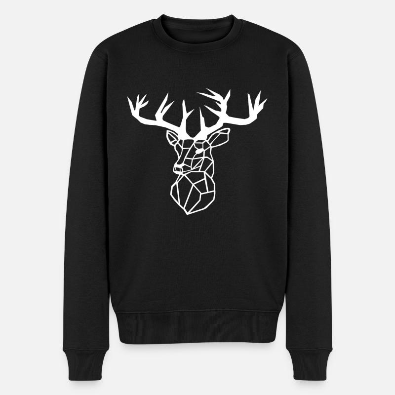 Minimalistic - Deer / Hirsch - Männer Premium Bio Pullover - Schwarz
