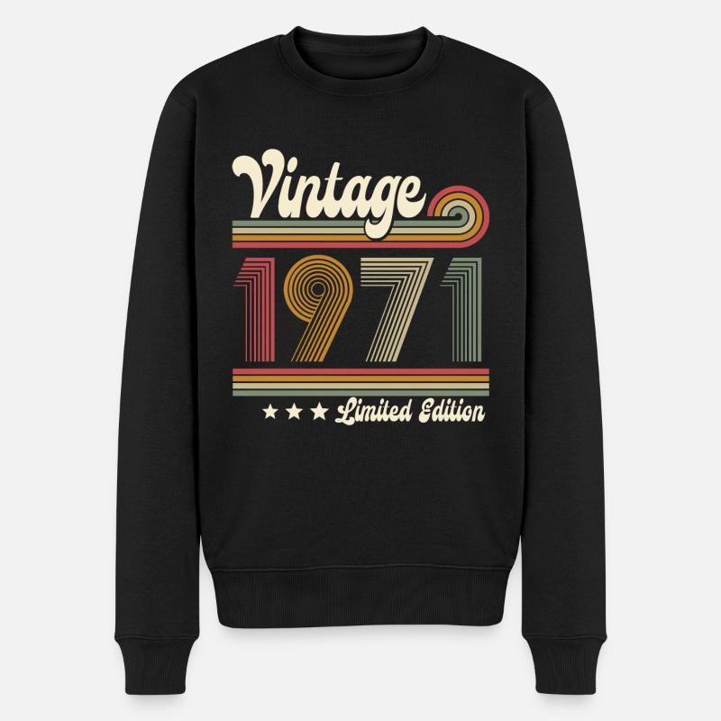 1971 Vintage Jahrgang Geburtstag Retro Geschenk - Männer Premium Bio Pullover - Schwarz