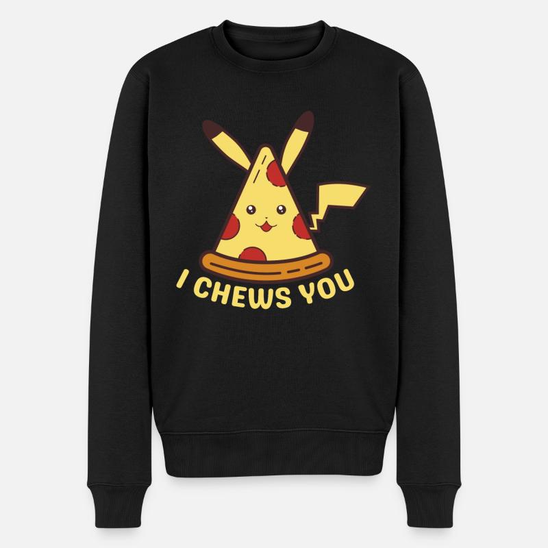 Pizzachu I Chews You - Männer Premium Bio Pullover - Schwarz