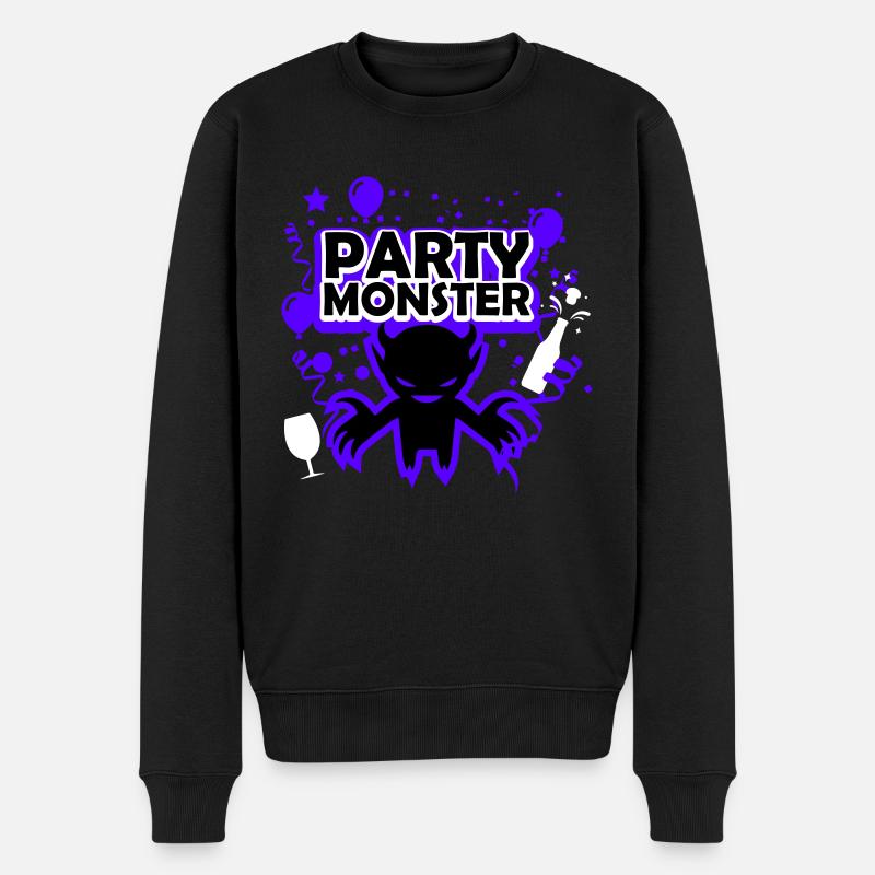 Partymonster dunkellila - Männer Premium Bio Pullover - Schwarz