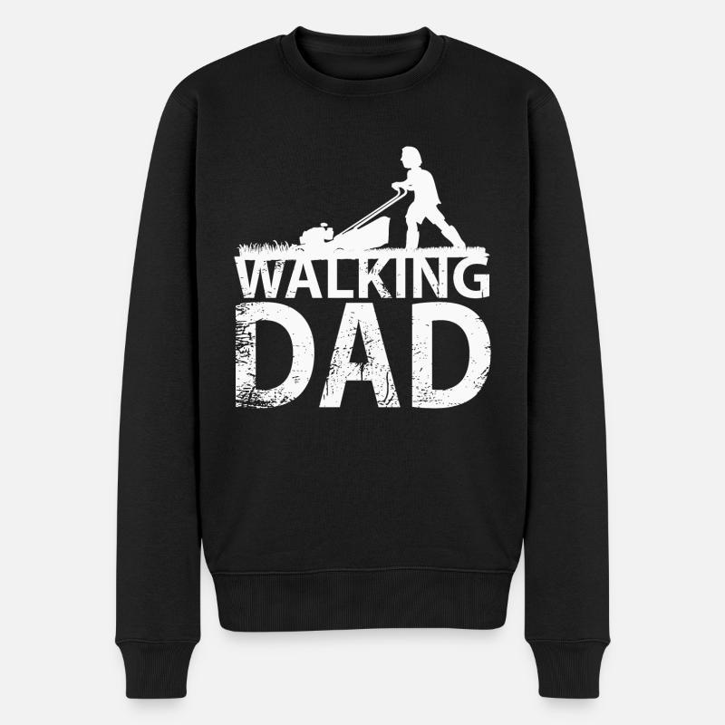 Walking dad cutting grass - Männer Premium Bio Pullover - Schwarz