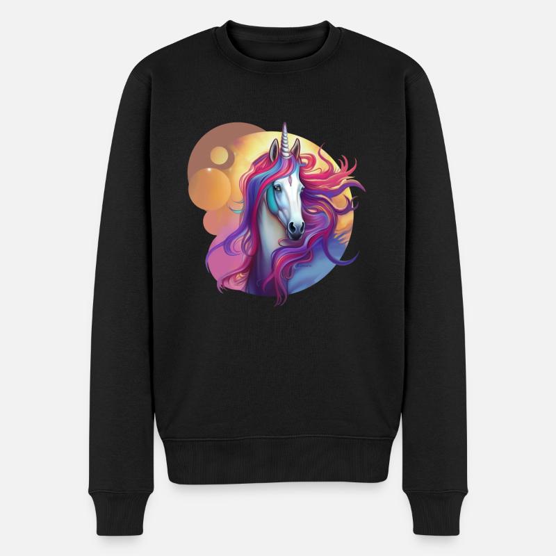 Einhorn - Männer Premium Bio Pullover - Schwarz