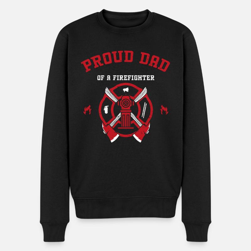 Proud Dad Of A Firefighter - Männer Premium Bio Pullover - Schwarz