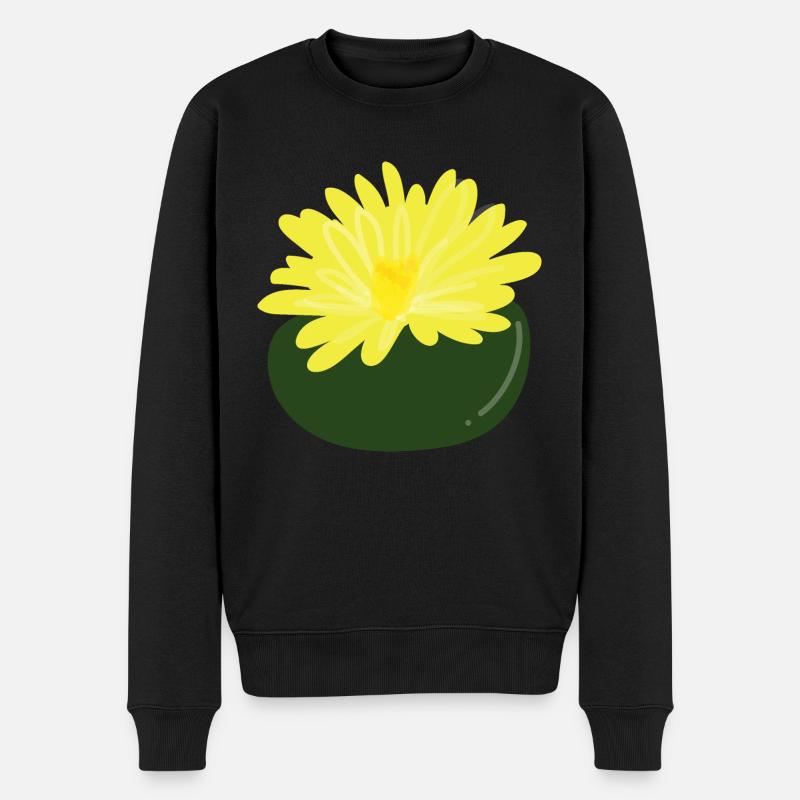 Lithops-Blüte1 - Männer Premium Bio Pullover - Schwarz