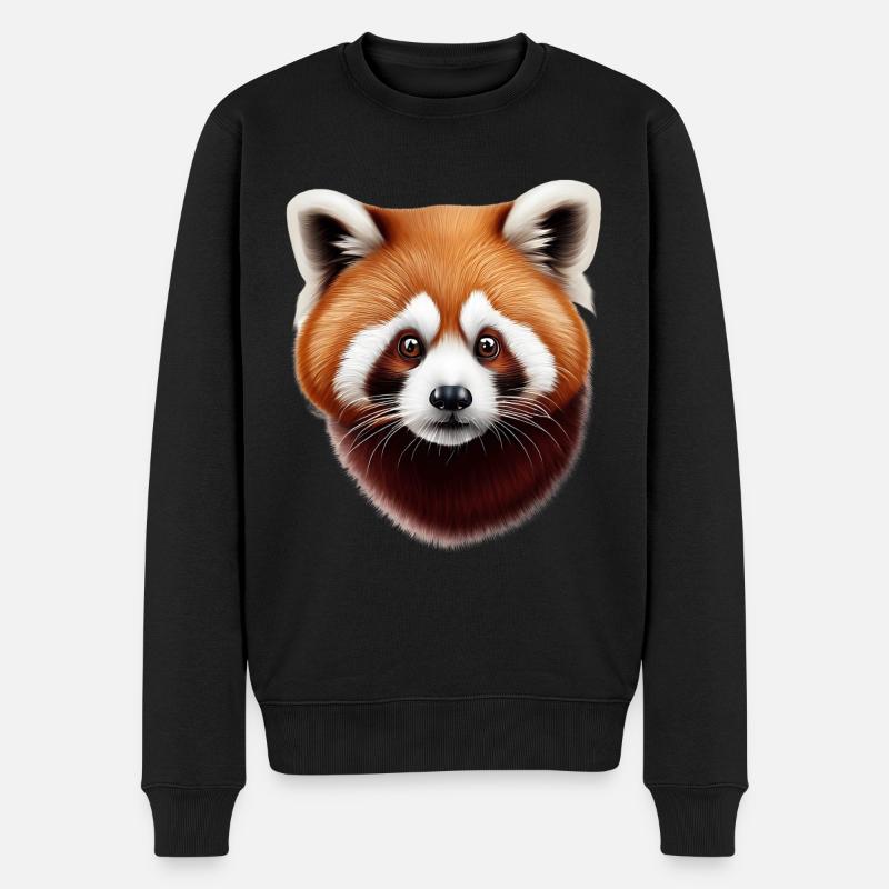 Roter Panda - Männer Premium Bio Pullover - Schwarz