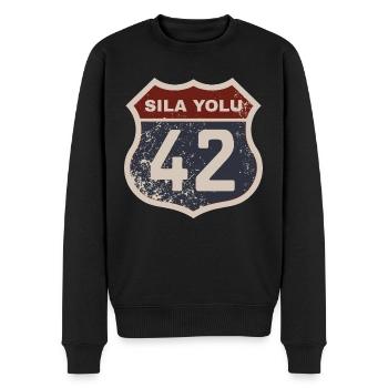 Konya - Männer Premium Bio Pullover - Schwarz - Vorne - Nico (187cm)