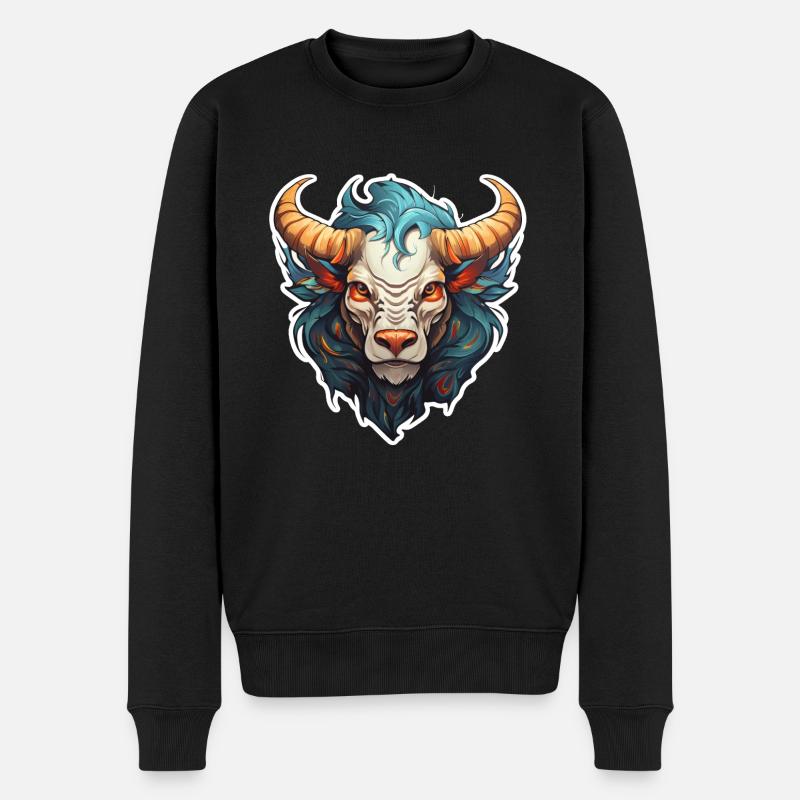 Anime Löwen-Stier Fabelwesen - Männer Premium Bio Pullover - Schwarz