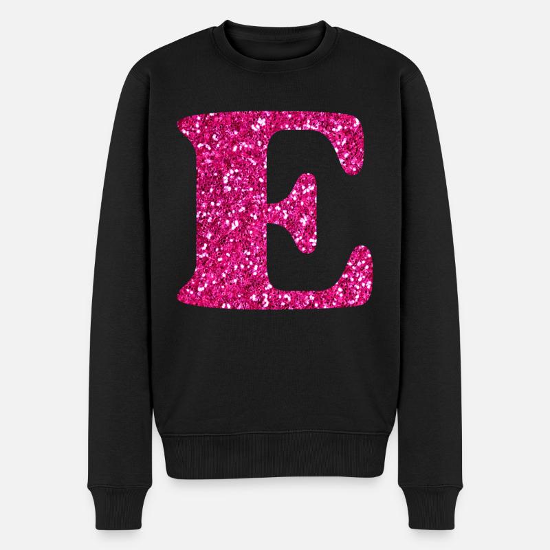 Buchstabe e rosa Glitzer - Männer Premium Bio Pullover - Schwarz