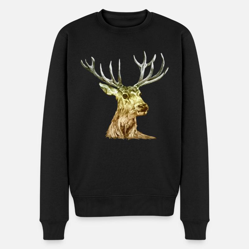 Cerf - Pull Premium bio Homme - noir