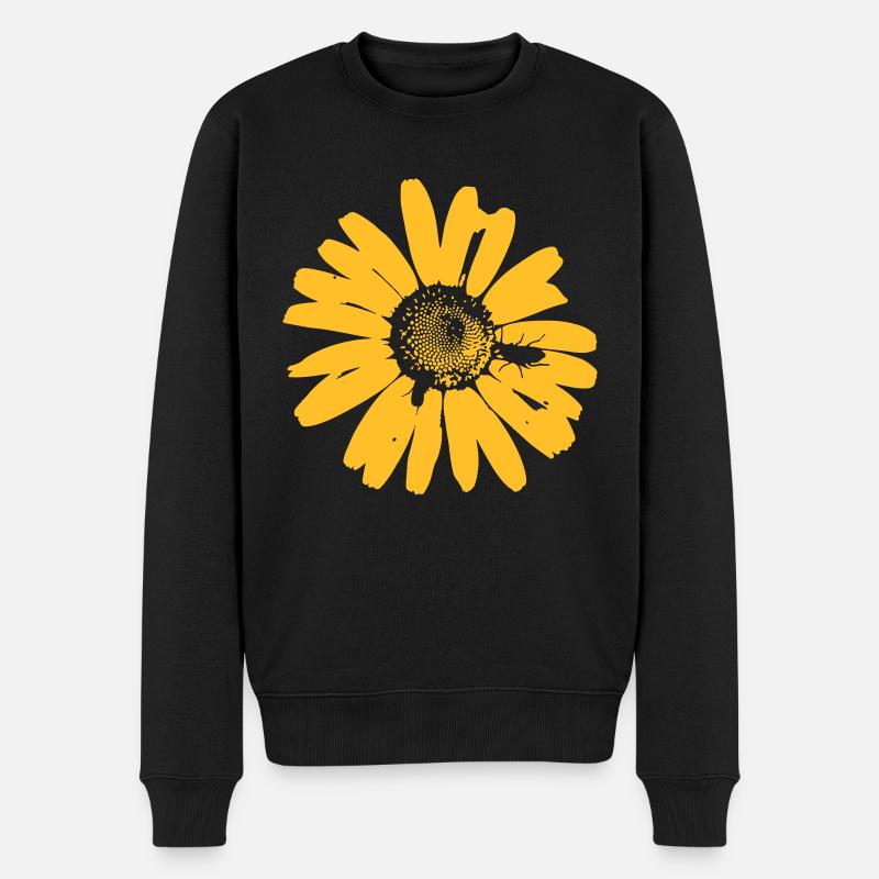 Blume - Männer Premium Bio Pullover - Schwarz