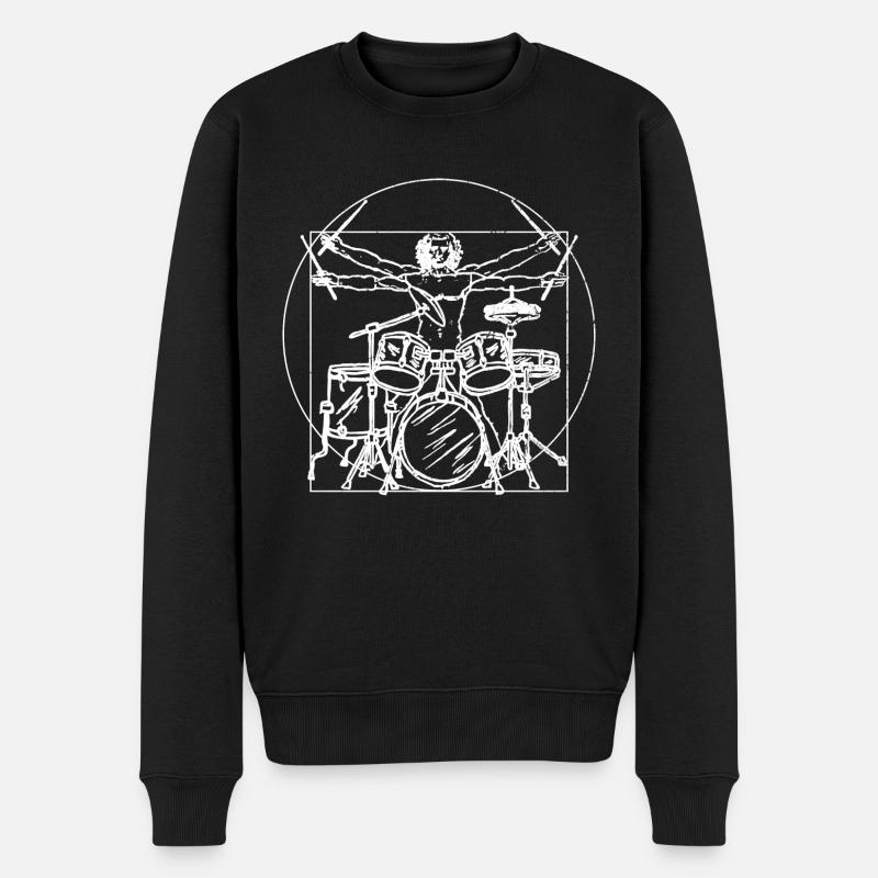 Schlagzeug Geschenk: Da Vinci Zeichung - Männer Premium Bio Pullover - Schwarz