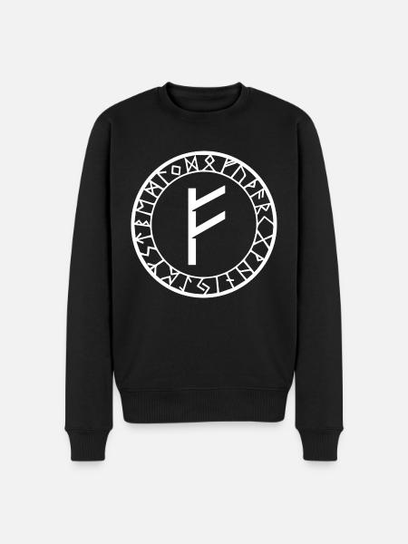 Fehu rune runic alphabet Furthark - Men's Premium Organic Jumper - black