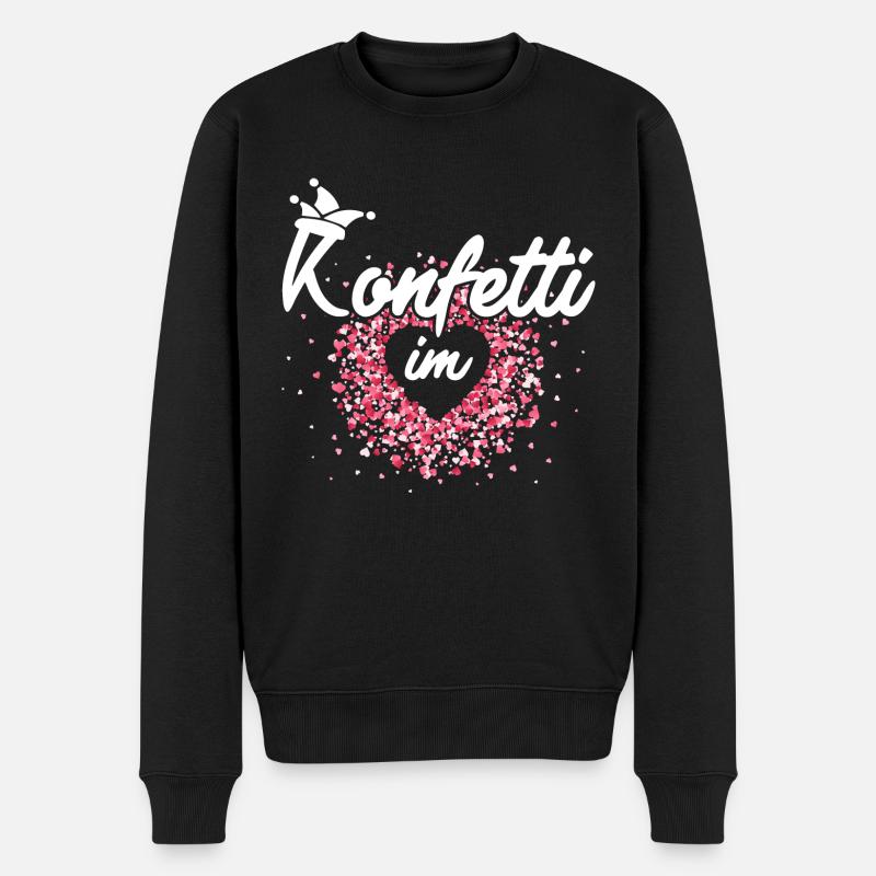 Konfetti im Herzen Fasching Karneval Konfetti - Männer Premium Bio Pullover - Schwarz