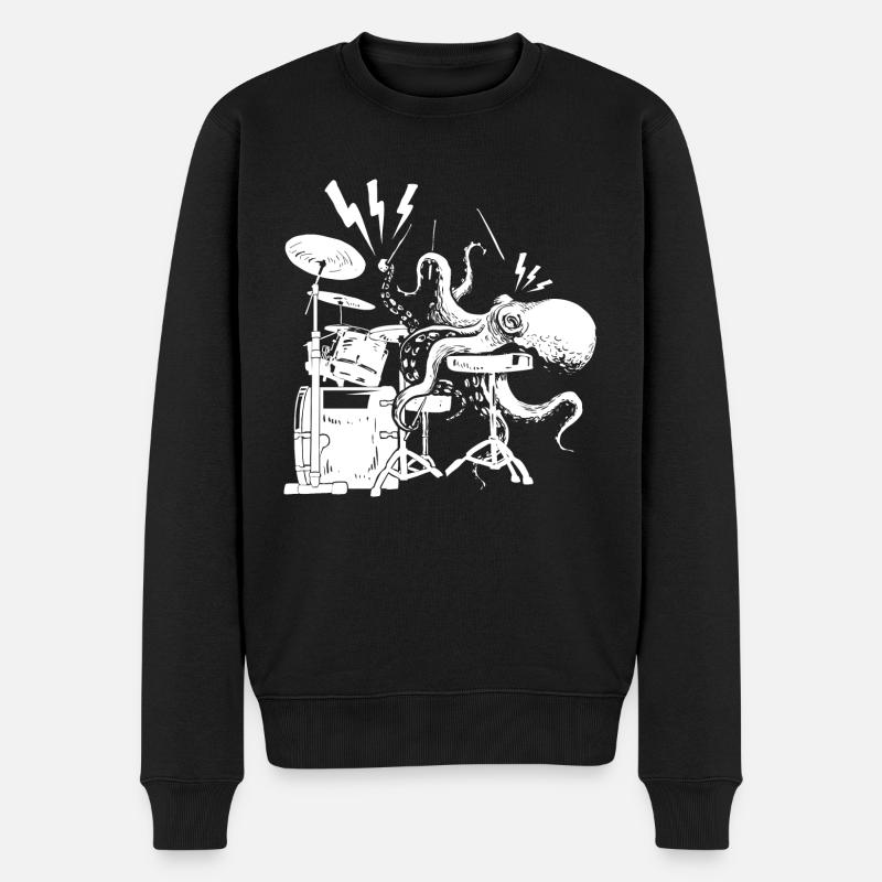Oktopus am Schlagzeug Geschenk für Schlagzeuger - Männer Premium Bio Pullover - Schwarz