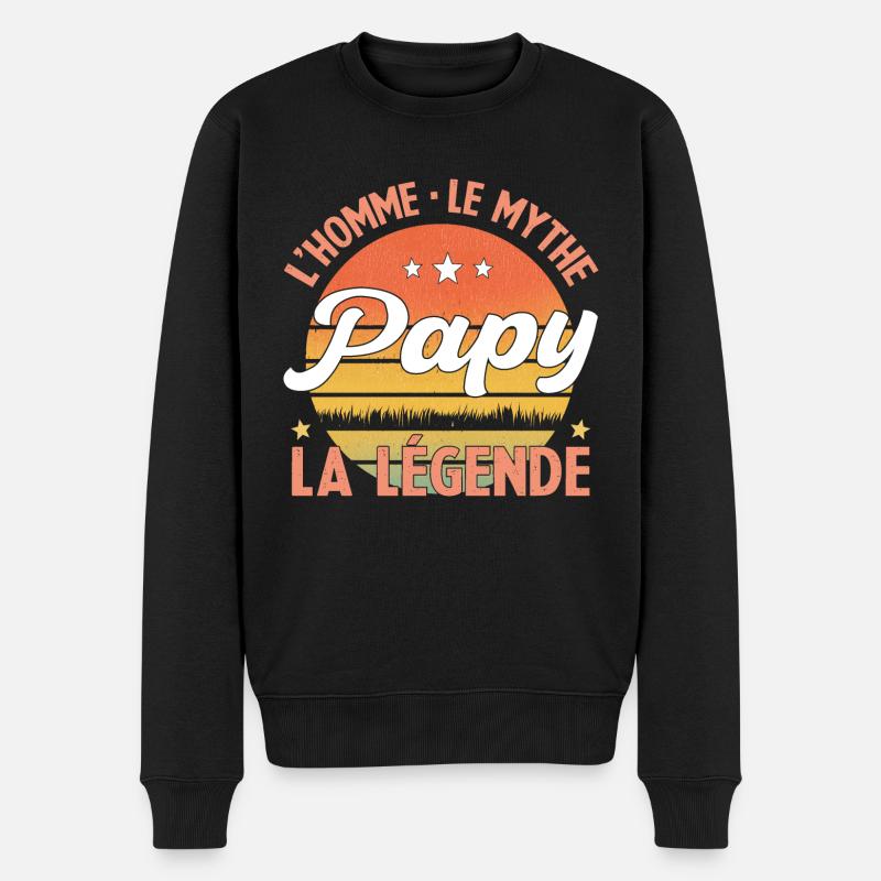 Papy L'homme Le Mythe La Légende Cadeau Papy - Pull Premium bio Homme - noir
