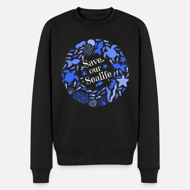 Pollution des océans - Sauvez notre vie marine - Pull Premium bio Homme - noir