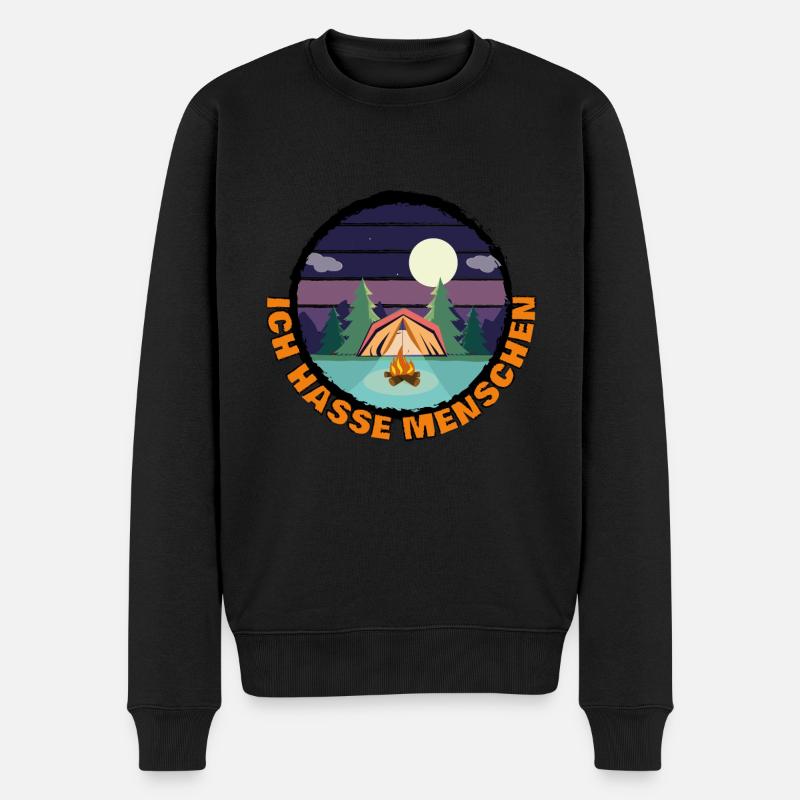 Ich hasse Menschen - Männer Premium Bio Pullover - Schwarz