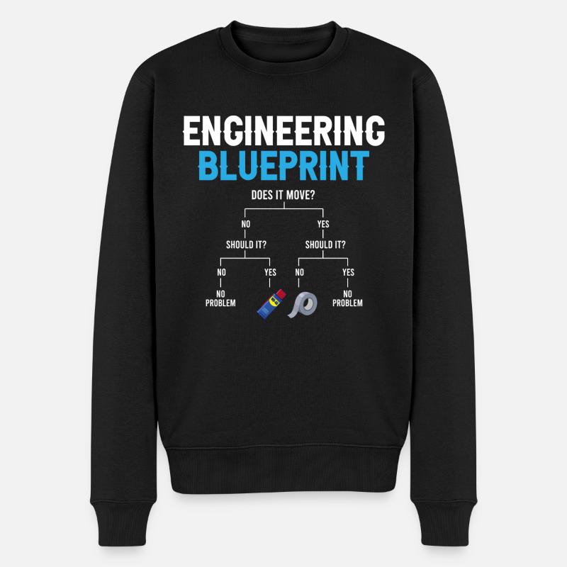 Engineering Blueprint Engineer Duct Tape Repairing - Männer Premium Bio Pullover - Schwarz
