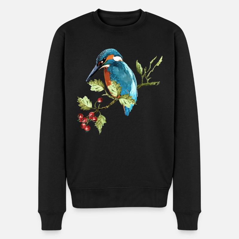 Bunter Vogel - Männer Premium Bio Pullover - Schwarz