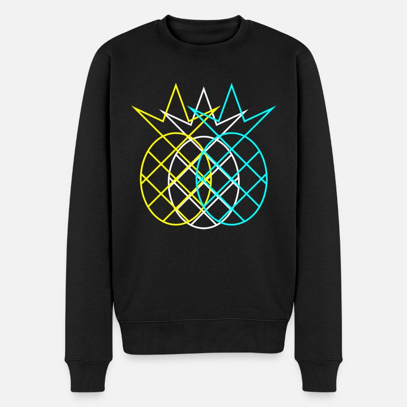 Ananas Abstrakt Neon - Männer Premium Bio Pullover - Schwarz