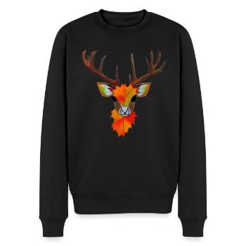 Hirschkopf im Herbst Hirsch Geweih Bock Reh Kitz 5 - Männer Premium Bio Pullover - Schwarz - Vorne - Nico (187cm)