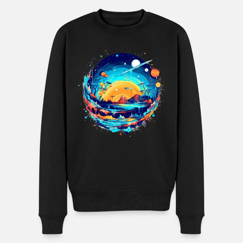 Un monde lointain coloré dans l’univers - Pull Premium bio Homme - noir