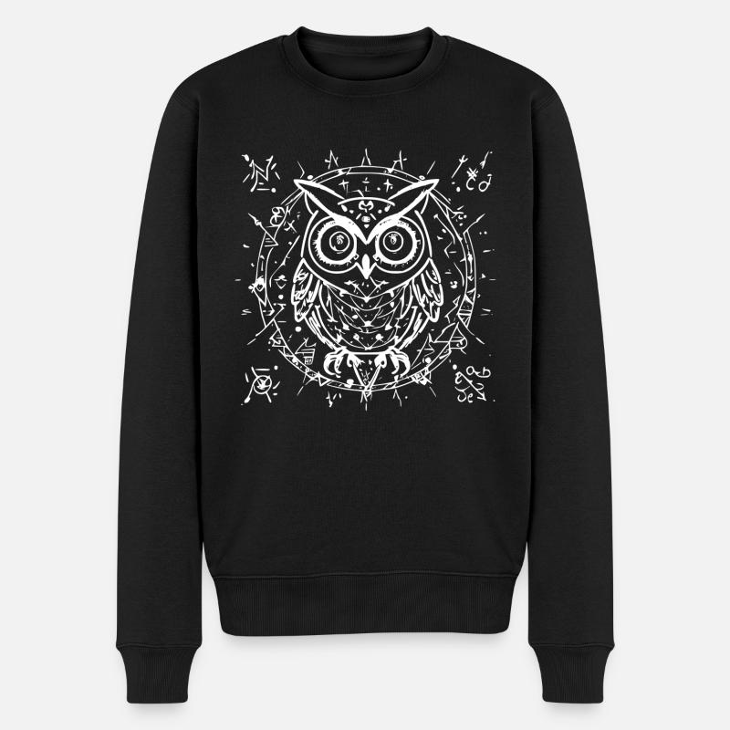Eule aus geometrischen Strukturen - Männer Premium Bio Pullover - Schwarz
