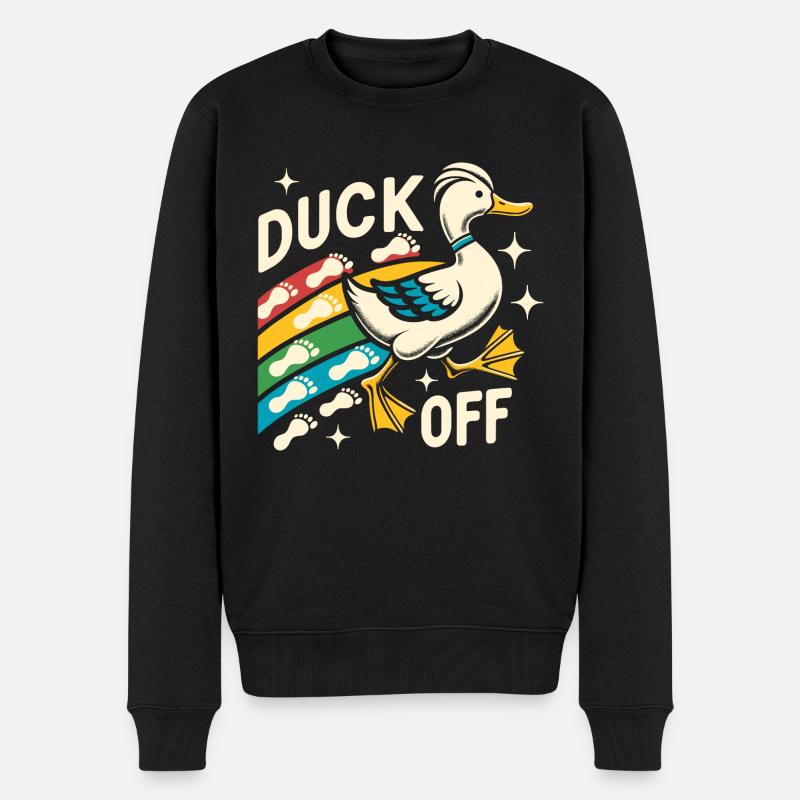 Duck Hunter Pun, Duck Off, Retro Waterfowl Duck - Männer Premium Bio Pullover - Schwarz