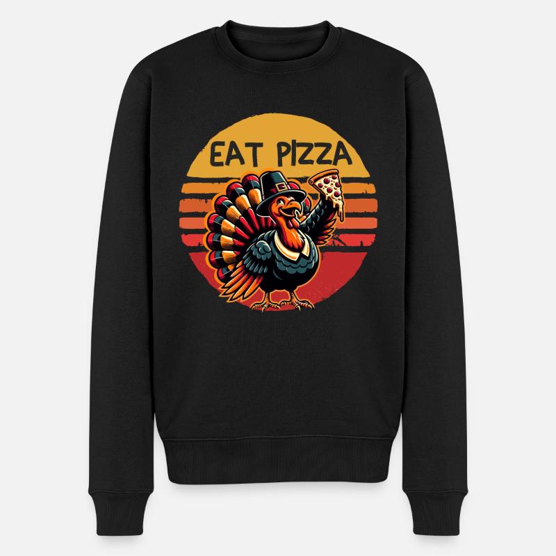 Manger Pizza Thanksgiving Dinde Graphique - Pull Premium bio Homme - noir
