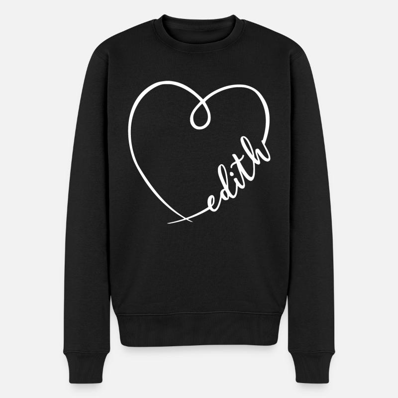Edith Name Calligraphy Heart - Men's Premium Organic Jumper - black