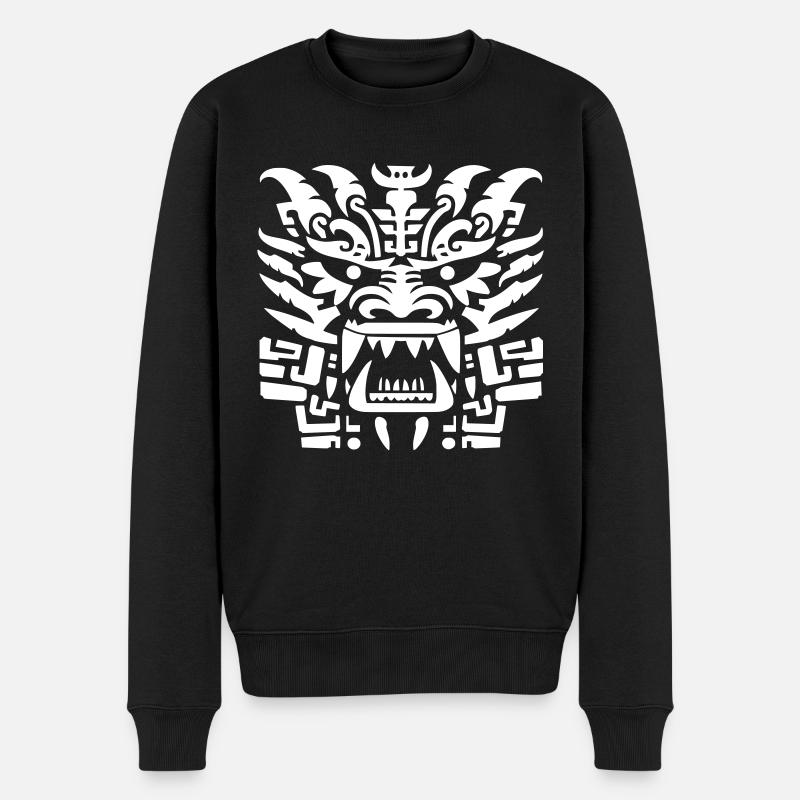 Drachenkopf - Alter Dämon - Männer Premium Bio Pullover - Schwarz