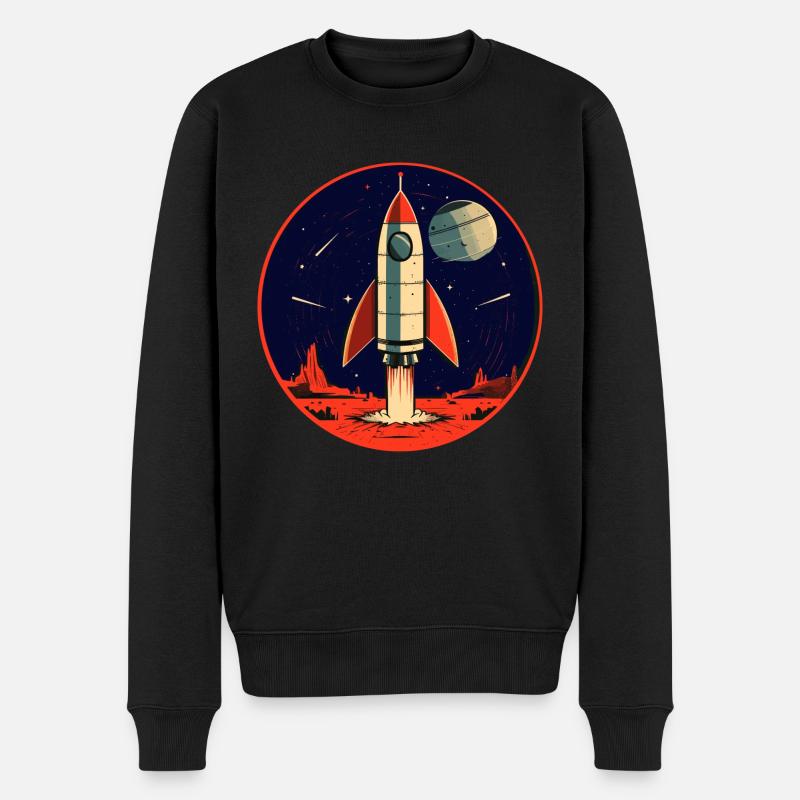 Rakete Start von Planet Erde - Reise zum Mond - Männer Premium Bio Pullover - Schwarz