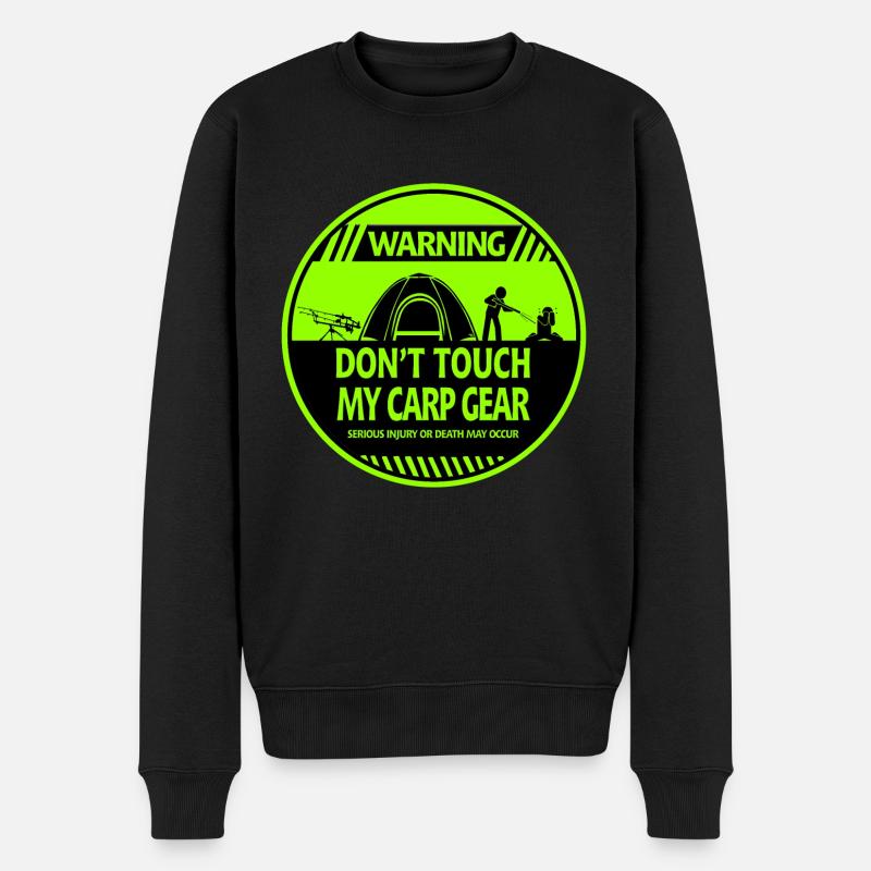 Karpfen-Warnung - Männer Premium Bio Pullover - Schwarz