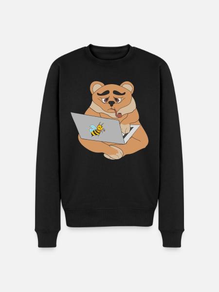 Bear with laptop - Men's Premium Organic Jumper - black