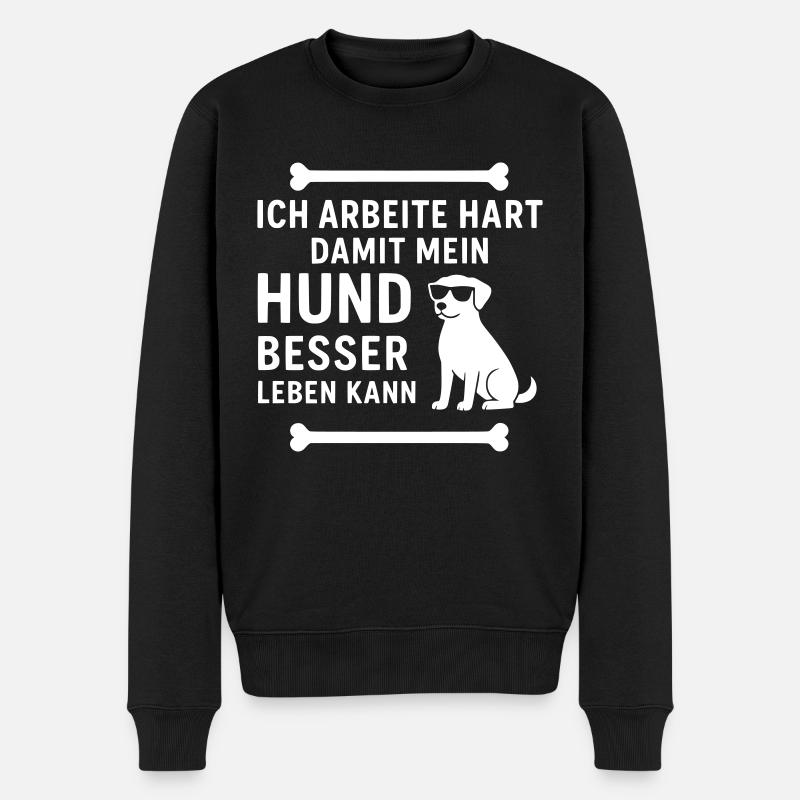 Ich arbeite hart,damit mein Hund besser leben kann - Männer Premium Bio Pullover - Schwarz