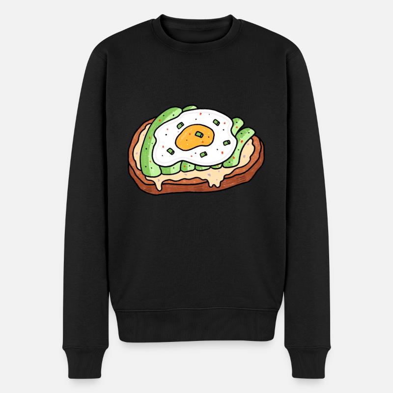 Avocado Spiegelei Brot Brotzeit - Männer Premium Bio Pullover - Schwarz