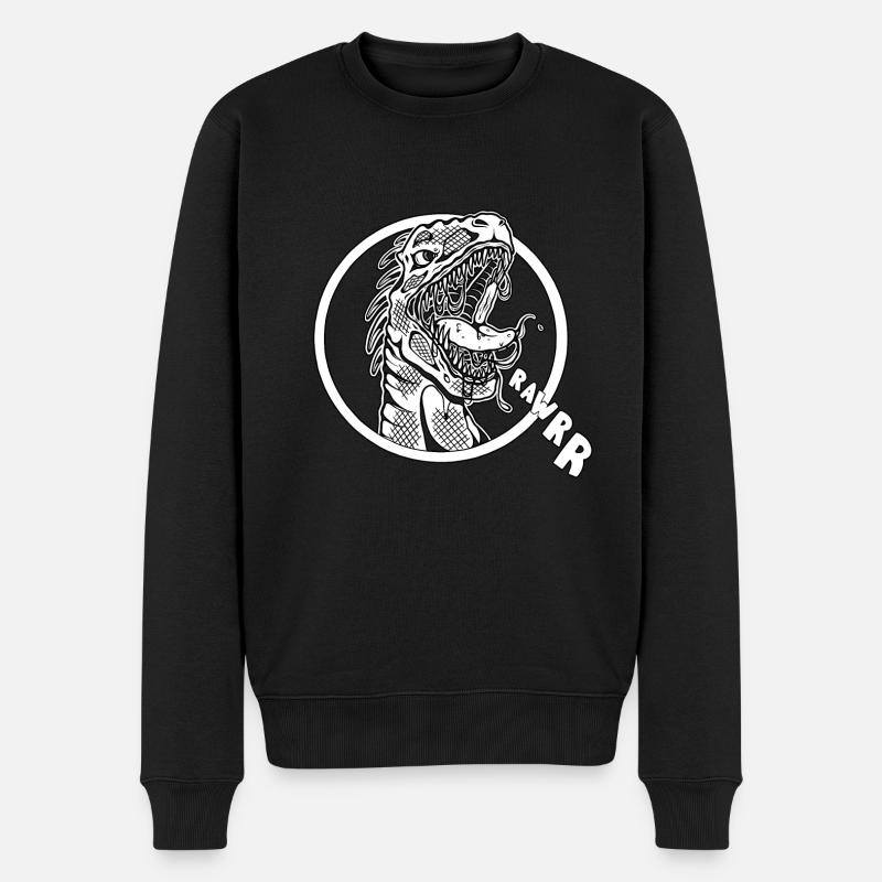 Dinosaurier T-Rex Rawr - Männer Premium Bio Pullover - Schwarz