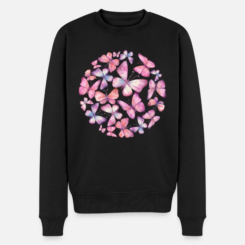 Schmetterlingsgeflatter - Männer Premium Bio Pullover - Schwarz